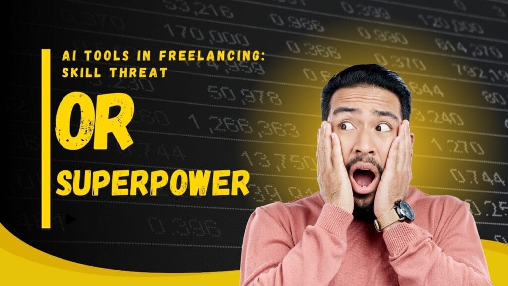 Freelancer using AI tools on a laptop to enhance productivity and creativity.